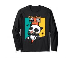 Kawaii Carino I love Sushi Panda mangiare bacchette Nigirizushi Maglia a Manica