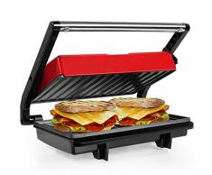 Gotoll Panini Maker/Griglia, Tostiera,Pressa a sandwich, Griglia elettrica, 750 Watt,Grill a Contatto 2 in 1, Tostapane, Grill da Tavolo Elettrico Piastre antiaderent