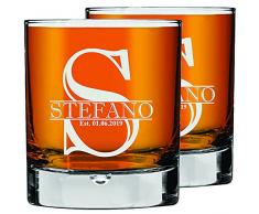 Set di 2 Bicchieri da Whisky Personalizzati Incisi, Bicchieri da Whisky da 270 ml