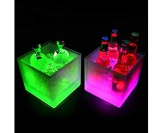 Reuvv LED Ghiaccio Secchio 5L Vino Borsa Termica Colori Cambiando Champagne Grande capacità Champagne Vino Bevande Birra Secchio per Festa Bar Casa - Doppio Secchio Champagne
