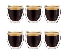 Creano Bicchieri espresso doppia parete 100 ml, tazzine moka, bicchieri termici effetto flottante Set 16: 6x 100ml 6 pezzi (confezione da 1)