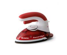 Ariete 6224 Travel Chic Ferro da Stiro da Viaggio, Piastra Antiaderente, Doppio Voltaggio, Manico Pieghevole, Stiratura in Vericale, Custodia, 800 W, Bianco/Rosso