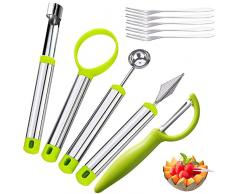 Strumenti Per Intagliare La Frutta, 5 Pezzi Strumenti di Acciaio Inossidabile con Leva Torsoli Coltello da Intaglio,Macchina Per Scavare La Frutta per Frutta,Multipurpose Kitchen Tool