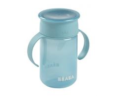 Béaba, Tazza di apprendimento 360° con disco antigoccia, sistema brevettato anti-fuga, da 12 Mesi, manici rimovibili, con coperchio igienico, solido e leggero, 340 ml, blu