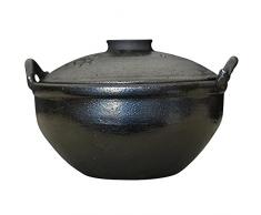 1.5 L Pentola Terracotta Per Camino con Coperchio,Nero Pentola In Ceramica Con Coperchio Ø 21cmPentola Terracotta In Forno per Brasare Manzo, Gamberi, Pollo, Zuppa, Stufato Di Agnello Cremoso E
