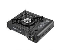 YUROUTEN Fornello a Gas Stufa da Campeggio Bruciatore Portatile Antivento Mini Piano Cottura Cartucce Gas Butano 1 Fuoco Esterno Compatto Fornellino Outdoor con Valigetta per Picnic Viaggi Allaperto