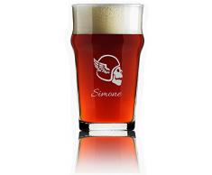 Generico MASTERLASER3.0 Bicchiere da Birra Personalizzato Pinta da Birra Inciso Personalizzabile con Nomi, Testo, Data, Design e Caratteri Diversi (1 pezzo)