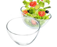 Konzept 11 - Insalatiera in vetro, Ø 17 cm, set da 2 pezzi, ciotola trasparente per insalata, frutta, patatine, finger food, ciotola da portata