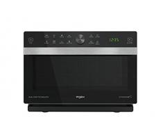 Whirlpool MWP 338 SB Forno a Microonde Supreme Chef termoventilato combinato, 33 litri, argento, con griglia alta, griglia bassa e piatto Crisp + maniglia