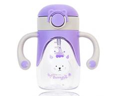 280 ml Training Cup,1 Bicchiere Antigoccia Bambini,con Beccuccio Ergonomico in Silicone,Una Tazza 6+Mesi per Imparare a Bere,Tazza Starter Cup con Manici Antiscivolo e Beccuccio,senza BPA -Blu (Viola)