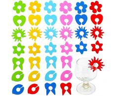 Silicone Segnabicchieri,QSXX 12 Pezzi Anelli Segnabicchiere in Silicone Colorato Calici,Segnabicchieri Riutilizzabili Calice di Colore Segna Calici Fit Feste e Bar Riconoscimento Bicchiere di Vino