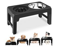 JOLIGAEA Ciotole per Cani Rialzate, Porta Ciotole 4 Supporti Regolabili in Altezza con Ciotole in Acciaio Inossidabile e Ciotola Cane ad Alimentazione per Uso agli Animali Domestici di Diversa Taglia