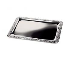APS Vassoio SCHÖNER ESSEN - vassoio in acciaio inossidabile con bordo decorato, 35 x 24 cm, rettangolare