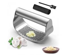 LATTCURE Spremiaglio – Tagliaaglio, in acciaio inox 430, per aglio e zenzero, in silicone, spazzola per la pulizia