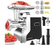 Tritacarne Elettrico,Tritacarne Multifunzione 5 IN 1, 2500W Max, Macchina per Salsicce, Grattugia, 3 Piastre per Macinare in Acciaio Inossidabile, Attacco per Cookies e Kubbe,Approvato ETL