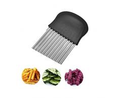 Macchina da taglio nera dellacciaio inossidabile, coltello ad onda, utensile da taglio ondulato multifunzionale, affettatura, coltello ad onda vegetale per frutta, patate dolci, verdure, burro