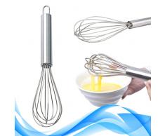 Frusta in Acciaio inox sbattitore manuale antigraffio 12 fili - Frusta a Mano da cucina, perfetta per frullare, sbattere, montare, mescolare.