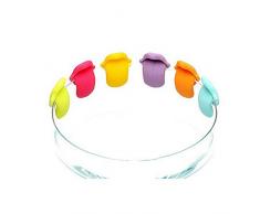 ValianhAgen - 6 segnabicchieri a forma di lingua, in silicone, a ventosa, per riconoscere il proprio bicchiere di vino in occasione di feste Colore casuale