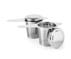 2PCS Infusore per Tisane, Hocimit Colino in Acciaio Inox, Filtro per Tè con Coperchio, Filtro the Infusione, Infusore Tè, Filtro per Tisane, per Bicchieri Tazze e Teiere Standard