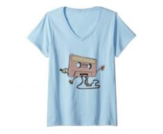 Donna Degustazione di vino Bicchiere di vino Divertente Bevitori di vino mixtape music Maglietta con Collo a V