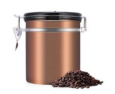 Barattolo per caffè, contenitore per caffè in polvere ermetico in acciaio inossidabile 304 da 1,5 litri Barattolo per caffè sigillato sottovuoto con indicatore della data per fagioli,macinati(Doro)