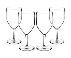 Set di bicchieri da vino grandi e infrangibili riutilizzabili in policarbonato (300 ml,17 cm a bordo altezza, diametro massimo 7,2 cm) alternativa realistica al vetro