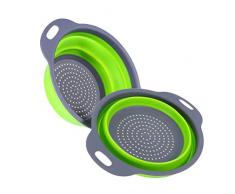 BESTonZON Set di 2 Scolapasta in Silicone Pieghevole, Cucina Pieghevole sopra Il Lavandino del Silicone Colander/Setacci (Piccola)