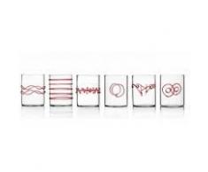 Ichendorf Milano , Linea Deco, Set 6 Bicchieri Liquore, Rosso