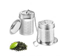 Infusore Per Tisane 2 Pezzi Filtri Te In Acciaio Inox Colino Per Tisane Sfuso Filtro Da Tè A Rete Con Vassoio/Coperchio Con Catena Di Estensione Per Tè Sfuso Tisane Spezie