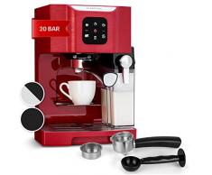 KLARSTEIN Macchinetta Caffe Espresso 1.4 L, Macchina da Caffè a Cialde, Caffè Macinato e Cappuccino, Macchina Caffe Barista da 20 Bar, In Acciao Inox per Caffè Latte e Macchiato, 1450W con Montalatte