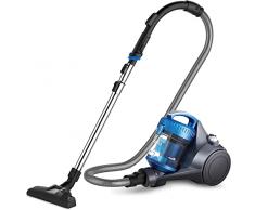 Eureka WhirlWind Aspirapolvere senza sacco, aspirapolvere a traino, aspirapolvere potente silenzioso con cavo per tappeti, pavimenti, pelo animale e polvere, 700W, 1,5L, blu