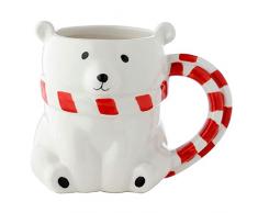Caribou Living Tazza di Natale a forma di orso polare bianco carino 3D design per bevande calde, caffè, tè, cioccolata calda