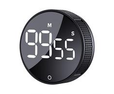 Timer da cucina grande LED magnetico con conto alla rovescia, timer visivo, facile per bambini, anziani, insegnanti e per la classe, per cucinare in palestra, per imparare a suonare il fitness Nero