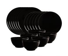 Servizio tavola, Cesiro, 6 persone, 18 pezzi, 6 x piatti da dessert/piatti piani/ciotole, Nero lucido