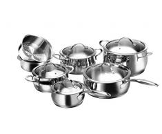 Karcher Set di Pentole Lara, Include Coperchi in Vetro, Adatto ai Piani a Induzione, in Acciaio Inox, 7 Pezzi