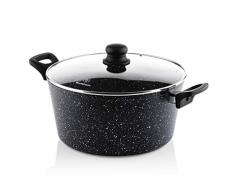 Westinghouse Pentola Antiaderente - 28 cm Casseruola Induzione con Coperchio - Marmo Nero