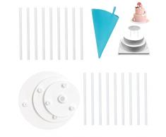 3 Pezzi Alzata per Torta Multi-Livello, Alzata per Torta in Plastica Perni Rotondi per Torta a Bastoncini per Costruzione di Torte a Livelli e Supporto per Impilamento