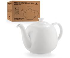 Teiera Swansea 1,1 L teiera con infusore, realizzata in porcellana di URBAN LIFESTYLE, teiera antigoccia. Teiera in porcellana (Bianco con Filtro)… teiere con filtro