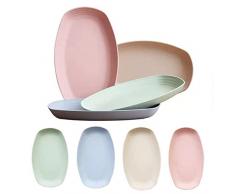 Marithleo Piatto da Portata Grande in Plastica,vassoi da festa, Infrangibile, piatto di pesce, Lavabile in Lavastoviglie, linea Trendy, 4 colori