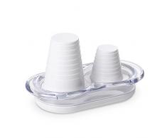 Omada Design Portabicchieri Acqua e Caffè, Porta Bicchieri Biodegradabili, Infrangibile, Lavabile in Lavastoviglie, linea Happy Drink, Bianco