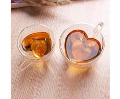YMZ, tazza da tè a forma di cuore, in vetro doppio, per San Valentino, a forma di cuore