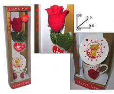 DUE ESSE CHRISTMAS SRL TAZZINA da Caffe Cuore con Rosa Rossa Idea Regalo San Valentino Cuore