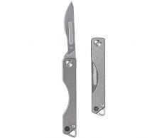 KeyUnity KK01 Coltello pieghevole in titanio, coltellino tascabile EDC con lama sostituibile n. 24, per caccia allaperto, campeggio, pesca, escursionismo per uomini e donne (Dargento)