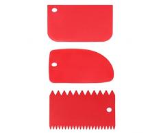 nuoshen Set di 3 spatole per impasto, spatola per impasto, spatola per impasto, spatola in plastica, spatola per crema, per cucina, torte, fondente, glassa (rosso)