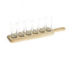 Set 6 bicchieri da liquore, grappa "PADDLE" 60ml, trasparenti, vetro di alta qualità, set con vassoio in legno (GERMAN CRYSTAL powered by CRISTALICA)