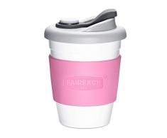 Tazza da Caffè da Viaggio 340ml/12oz, Faireach Coffee To Go Cup Riutilizzabile con Coperchio da Asporto, Eco Tazze Mug senza BPA, per Lavastoviglie e Microonde, Rosa