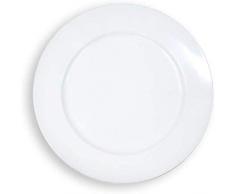 6 Sottopiatti Bordo Colore Bianco in plastica Rigida bordo Liscio Tondo 33 cm Natale cenone sotto Piatto Natalizio Capodanno Natale Cena Aperitivo