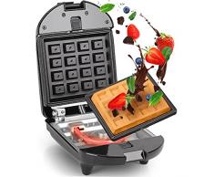 Duronic WM52 Mini Piastra per waffle 2 in 1 | Macchina per waffle singola 520 W| Piastre intercambiabili | Piastra per panini | Controllo automatico della temperatura | Per tost, uova e grigliare