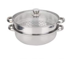 Pentola a Vapore, Pentole Vapore In Acciaio Inossidabile MAGT 27cm/11in Pentola a Vapore a 2 Strati Fornello Doppia Caldaia Zuppa Pentola a Vapore Un Design Poroso