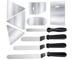 Set Spatola Cucina, 4 Pezzi Spatola da Pasticceria in Acciaio Inossidabile e 6 Raschietti per Torta, Set di Spatole per Glassa per Glassare Torte, Cupcake e Pasticcini